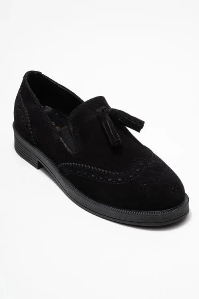 Forever & Always Shoes Alex Leather Tassel Loafers In Black