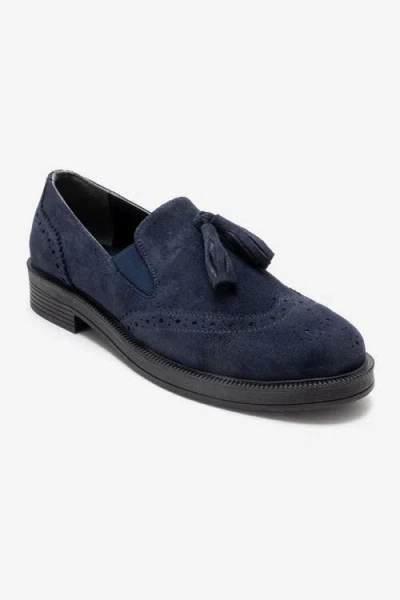 Forever & Always Shoes Alex Leather Tassel Loafers In Blue