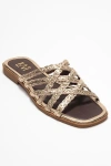 Forever & Always Shoes Alisha Leather Slide Sandal In Gold