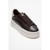 Forever & Always Shoes Anabel Leather Platform Sneakers In Brown