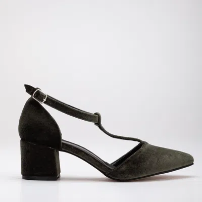 Forever & Always Shoes Anicette Velvet Mary Jane Heels In Green