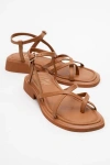 Forever & Always Shoes Antas Strappy Leather Flat Sandals In Brown