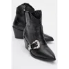 Forever & Always Shoes Any Leather Buckle Boot In Black