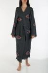 Forever & Always Shoes Aria Evil Eye Handmade Cotton Kimono In Black