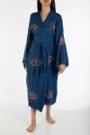 Forever & Always Shoes Aria Evil Eye Handmade Cotton Kimono In Blue