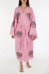 Forever & Always Shoes Aria Evil Eye Handmade Cotton Kimono In Light Pink