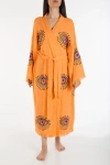 Forever & Always Shoes Aria Evil Eye Handmade Cotton Kimono In Orange