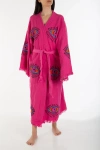 Forever & Always Shoes Aria Evil Eye Handmade Cotton Kimono In Pink