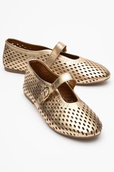 Forever & Always Shoes Arian Leather Ballet Flat In Gold