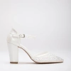 Forever & Always Shoes Aveline Lace Bridal Block Heels In Ivory