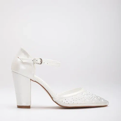 Forever & Always Shoes Aveline Lace Bridal Block Heels In Ivory