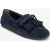 Forever & Always Shoes Axeli Leather Tassel Loafer In Blue