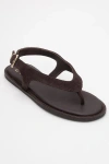 Forever & Always Shoes Belinda Leather Thong Sandals In Burgundy