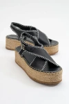 Forever & Always Shoes Bellezza Leather Platform Sandal In Black