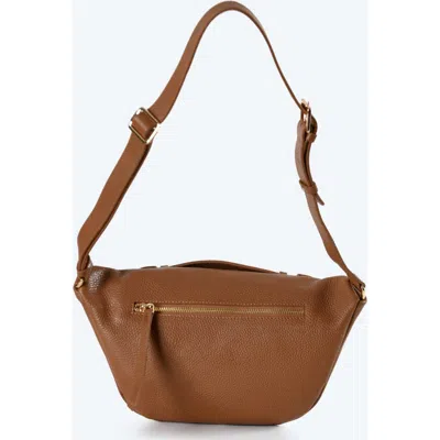 Forever & Always Shoes Bianca Red Leather Crossbody Bag In Cognac Brown Leather