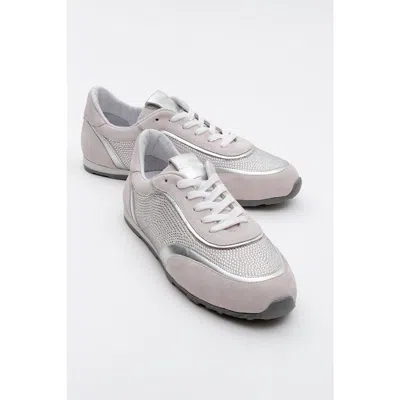 Forever & Always Shoes Bonia Rhinestone Suede Leather Sneakers In Pink Suede Leather