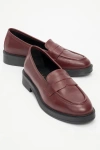 Forever & Always Shoes Bree Platform Penny Leather Loafer In Burgundy Mate Leather