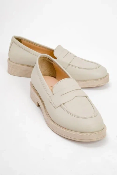 Forever & Always Shoes Bree Platform Penny Leather Loafer In White