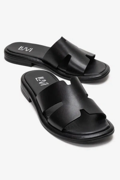 Forever & Always Shoes Brio Leather Slide In Black
