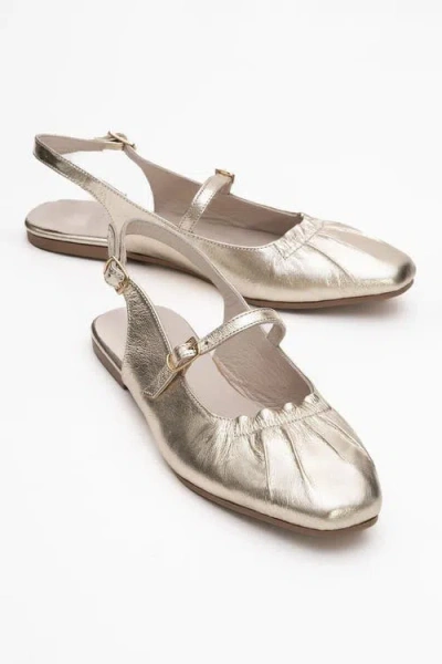 Forever & Always Shoes Britney Leather Closed-toe Sandal In Gold