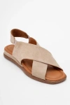 Forever & Always Shoes Broods Elastic Leather Slip On Sandals In Neutral