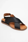 Forever & Always Shoes Broods Elastic Leather Slip On Sandals In Black