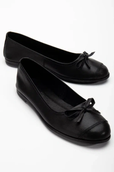 Forever & Always Shoes Brooklyn Leather Ballerina Flats In Black Leather