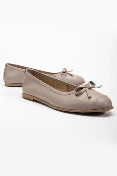 Forever & Always Shoes Brooklyn Leather Ballerina Flats In Dark Beige Leather