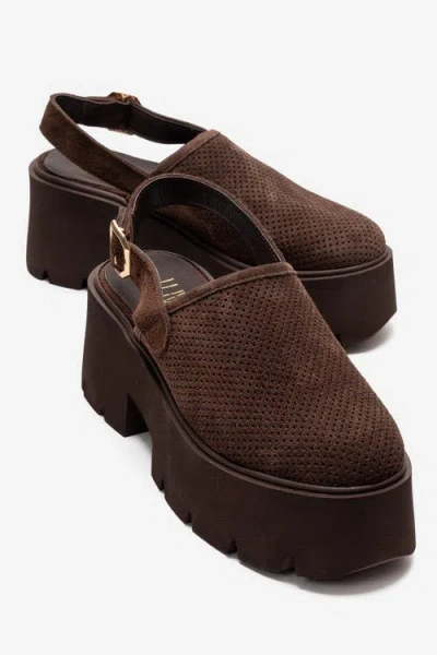Forever & Always Shoes Caldris Leather Platform Sandal In Brown