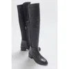 Forever & Always Shoes Cassie Leather Knee High Boot In Black