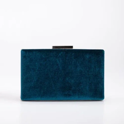 Forever & Always Shoes Clara Clutch Evening Purse In Teal Blue Velvet