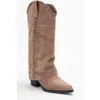 Forever & Always Shoes Clementina Leather Western Boot In Brown