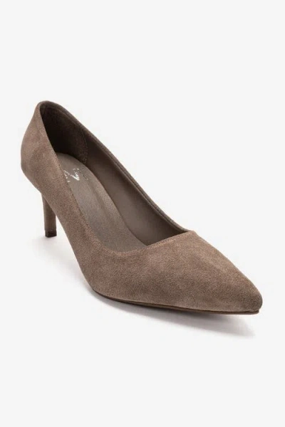 Forever & Always Shoes Clyde Leather Stiletto Pointed Toe Pump In Mink Suede