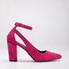 Forever & Always Shoes Colette Pointed Toe High Block Heels In Fuchsia Suede