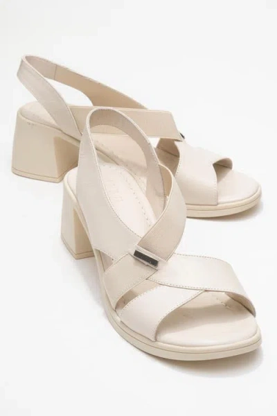 Forever & Always Shoes Crina Elasticated Leather Chunky Heel Sandal In Brown