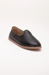 Forever & Always Shoes Dalya Leather Slip On Flats In Black Leather
