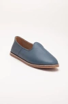 Forever & Always Shoes Dalya Leather Slip On Flats In Blue Leather