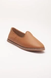 Forever & Always Shoes Dalya Leather Slip On Flats In Cognac Brown Leather