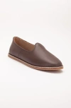 Forever & Always Shoes Dalya Leather Slip On Flats In Dark Brown Leather