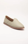 Forever & Always Shoes Dalya Leather Slip On Flats In Sage Green Leather