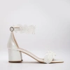 Forever & Always Shoes Dana Lace  Bridal Low Heel Sandals In Ivory