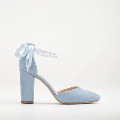 Forever & Always Shoes Denise Wedding Heels With Pearls In Baby Blue