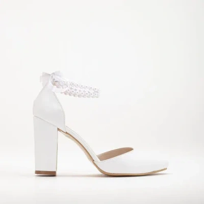 Forever & Always Shoes Denise Wedding Heels With Pearls In White