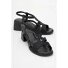 Forever & Always Shoes Dolen Leather Chunky Sandal In Black