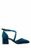 Forever & Always Shoes Dolly Low Block Heel Pumps In Blue
