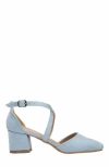 Forever & Always Shoes Dolly Low Block Heel Pumps In Blue