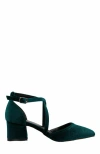 Forever & Always Shoes Dolly Low Block Heel Pumps In Green