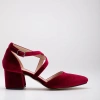 Forever & Always Shoes Dolly Low Block Heel Pumps In Burgundy