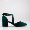 Forever & Always Shoes Dolly Low Block Heel Pumps In Green