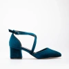 Forever & Always Shoes Women's Dolly - Teal Blue Velvet Heels